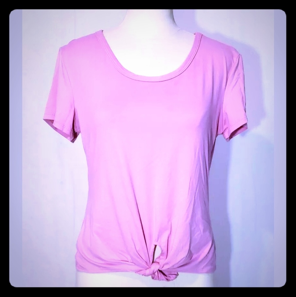Womens Rue 21 Tie Front Pink Short Sleeve Shirt